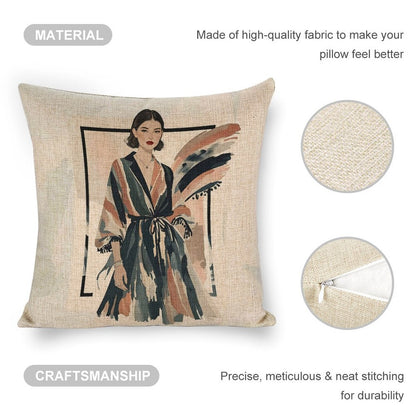 Modern Muse Linen Double Sided Throw Pillow Cushion Covers |45×45 cm | Set of 2