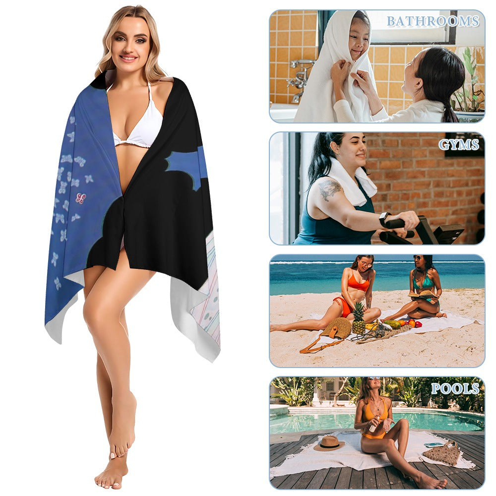 Vintage Glamour Beach Towel – “Ms Vogue” Art Deco Style – 160×80 cm