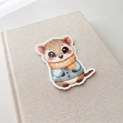 Numbat in Scarf Cozy Forest | Aussie Animal | White Gloss Vinyl | Die-Cut Sticker