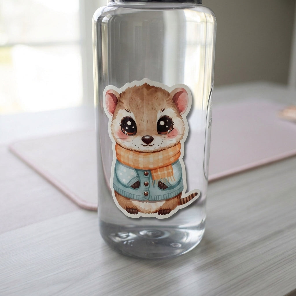 Numbat in Scarf Cozy Forest | Aussie Animal | White Gloss Vinyl | Die-Cut Sticker