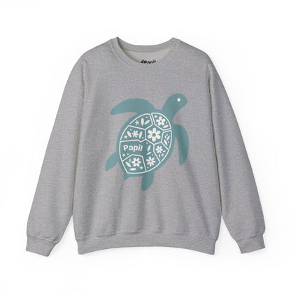 Turtle Graphic Sweatshirt — Floral Sea Turtle Crewneck Sport Grey