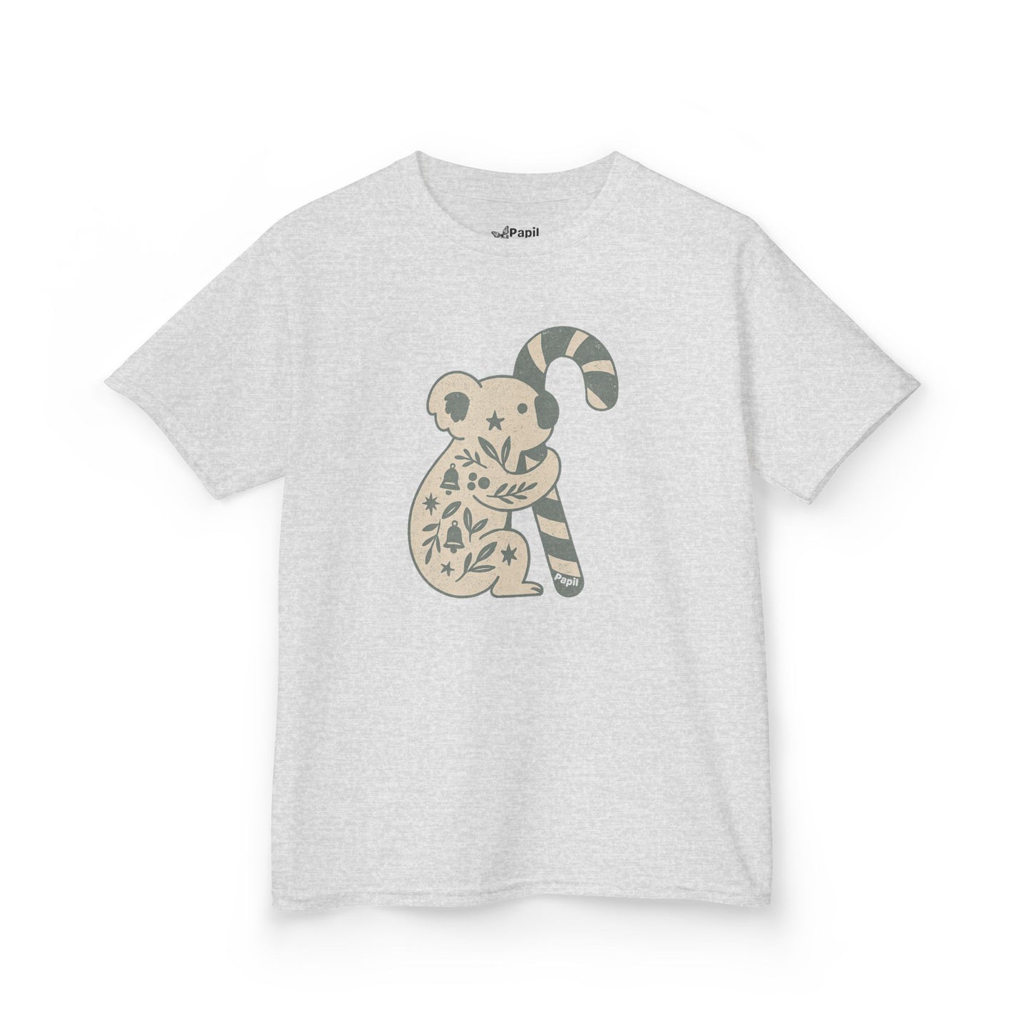 Floral Koala with Candy Cane Christmas Tee | Kids T-Shirt