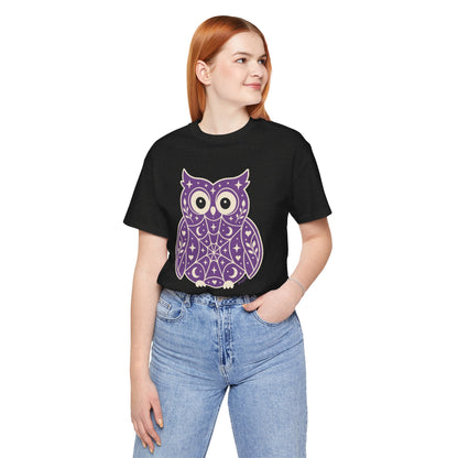 Enchanted Owl Halloween Graphic Tee | Vintage Woodland Owl T-Shirt - Purple