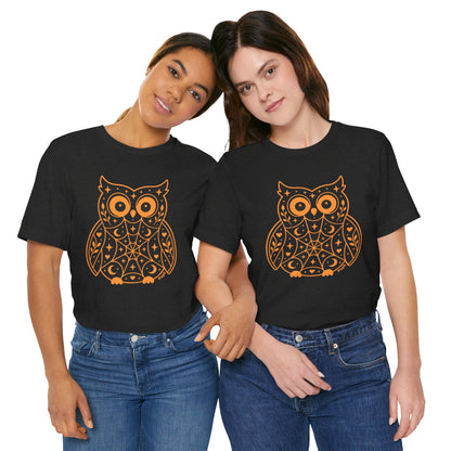 Enchanted Owl Halloween Graphic Tee | Vintage Woodland Owl T-Shirt - Black
