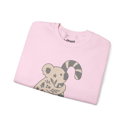 Floral Koala with Candy Cane Christmas Sweater | Botanical Animal Woodland Sweatshirt