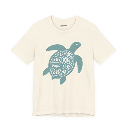 Sea Turtle Graphic Tee — Papil Floral Shell T-Shirt Natural