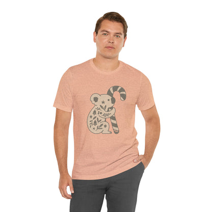 Floral Koala with Candy Cane Christmas Tee | Botanical Animal Woodland T-Shirt