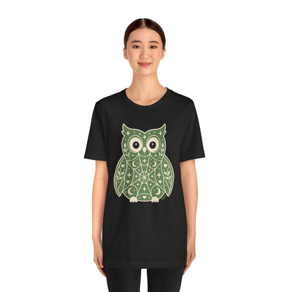 Enchanted Owl Halloween Graphic Tee | Vintage Woodland Owl T-Shirt - Green