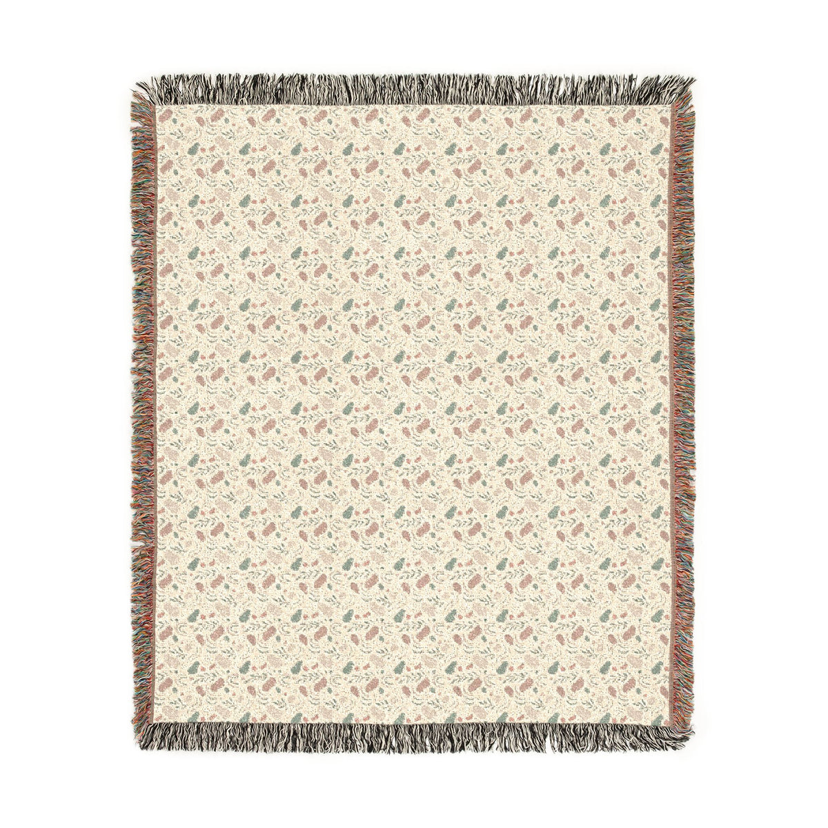 Blush Pink & Sage Green Abstract Woven Blanket