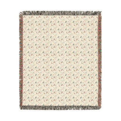 Blush Pink & Sage Green Abstract Woven Blanket