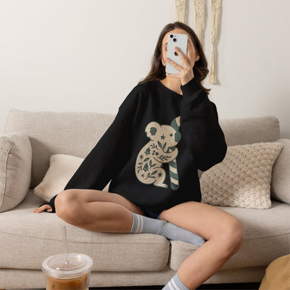 Koala Candy Cane Crewneck Christmas Sweatshirt — Whimsical Floral Australian Koala Holiday Sweatshirt