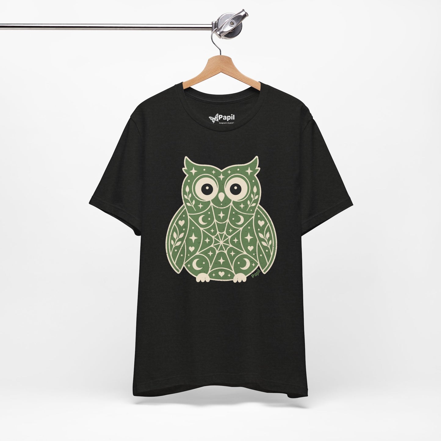 Enchanted Owl Halloween Graphic Tee | Vintage Woodland Owl T-Shirt - Green