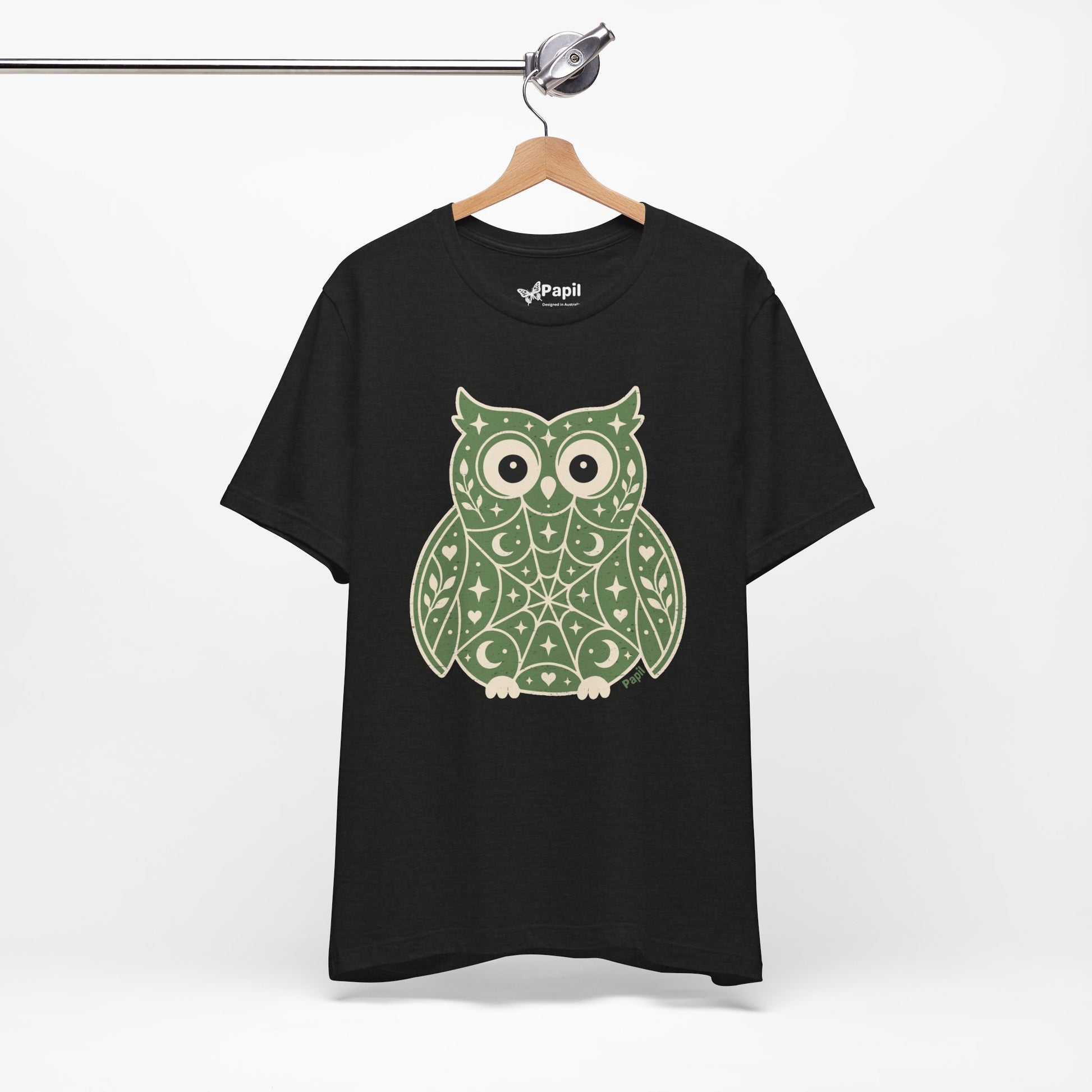 Enchanted Owl Halloween Graphic Tee | Vintage Woodland Owl T-Shirt - Green