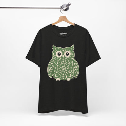 Enchanted Owl Halloween Graphic Tee | Vintage Woodland Owl T-Shirt - Green