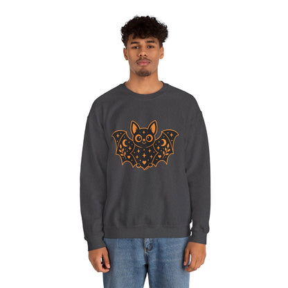 Cute Purple Bat Crewneck Sweatshirt | Kawaii Night Sky Halloween Pullover