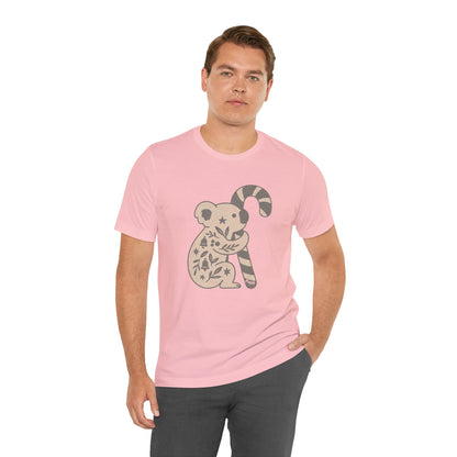 Floral Koala with Candy Cane Christmas Tee | Botanical Animal Woodland T-Shirt
