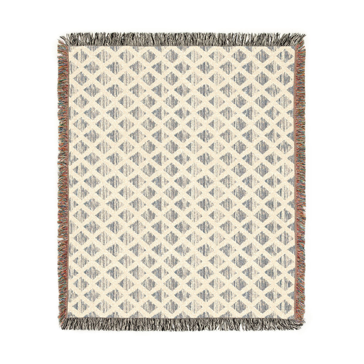 Navy & Ivory Diamond Pattern Woven Blanket