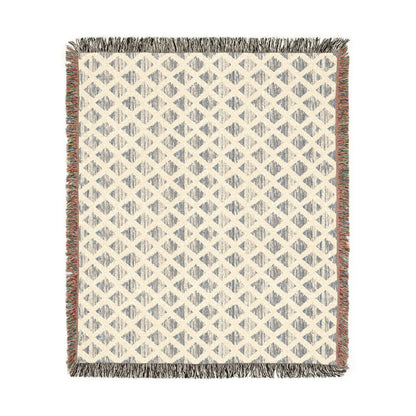 Navy & Ivory Diamond Pattern Woven Blanket