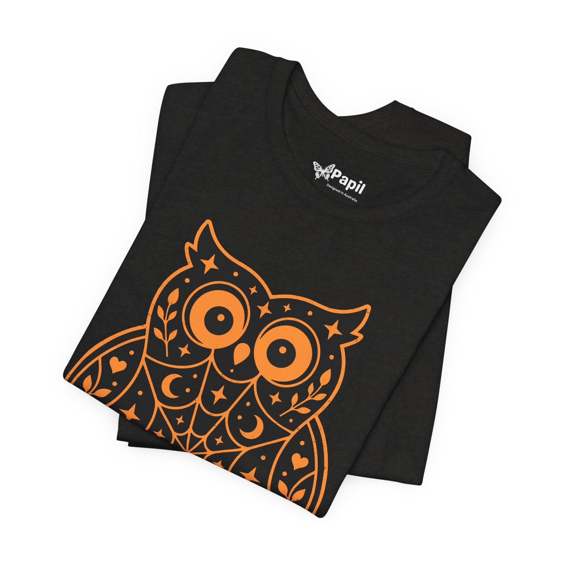 Enchanted Owl Halloween Graphic Tee | Vintage Woodland Owl T-Shirt - Black