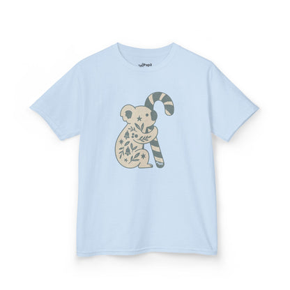 Floral Koala with Candy Cane Christmas Tee | Kids T-Shirt
