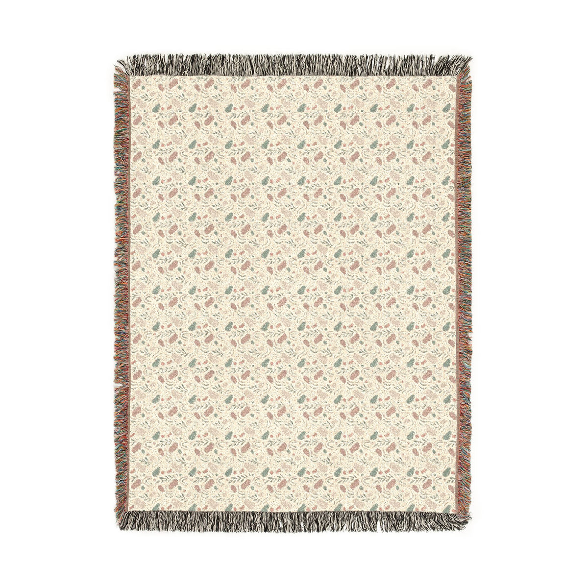 Blush Pink & Sage Green Abstract Woven Blanket