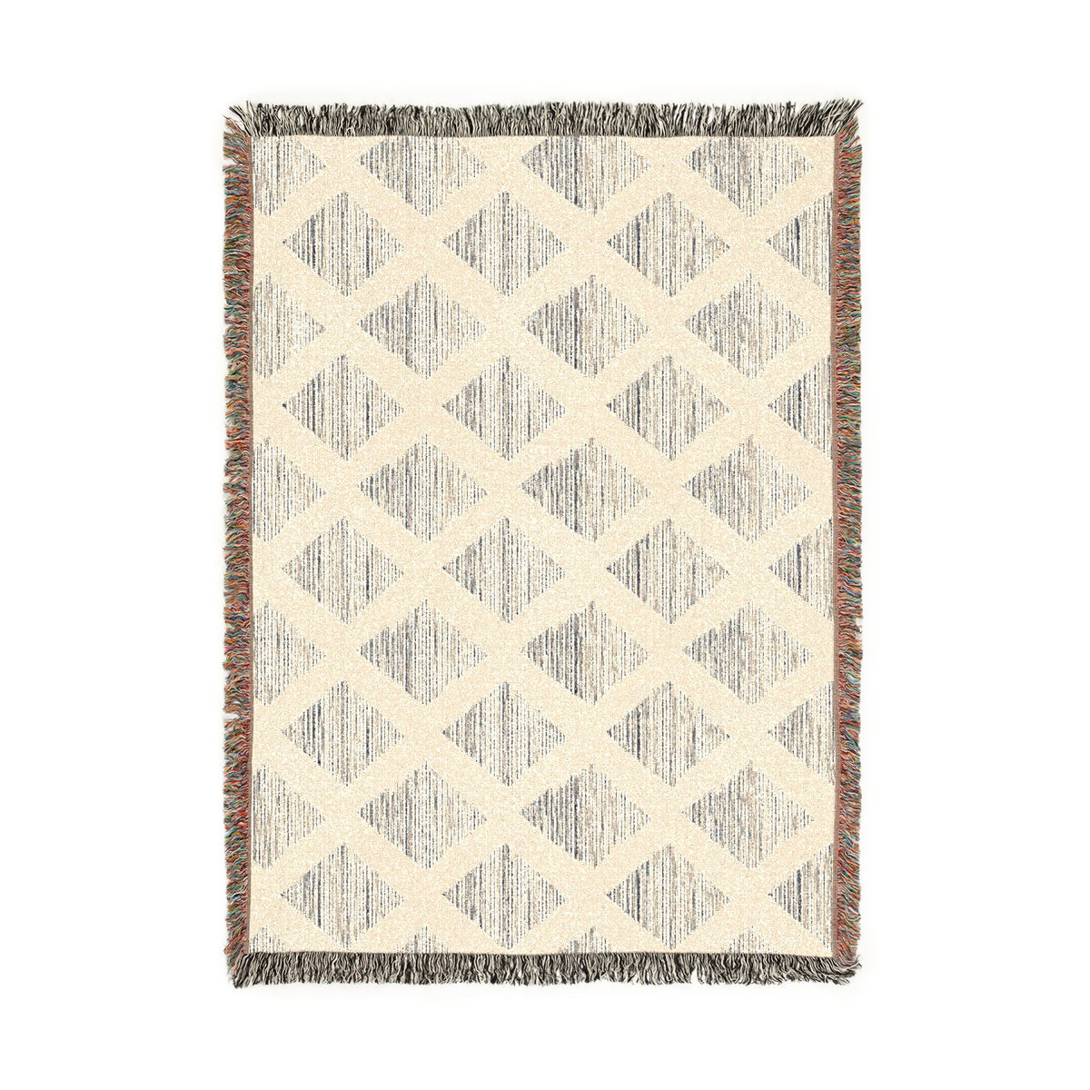 Navy & Ivory Diamond Pattern Woven Blanket