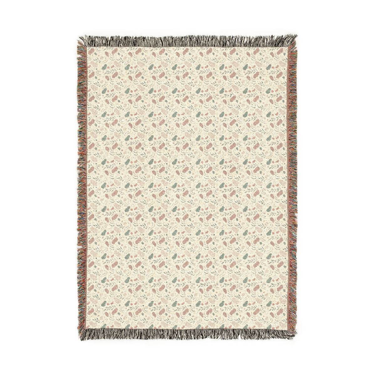 Blush Pink & Sage Green Abstract Woven Blanket