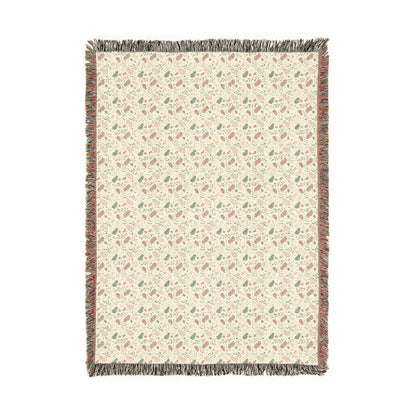 Blush Pink & Sage Green Abstract Woven Blanket