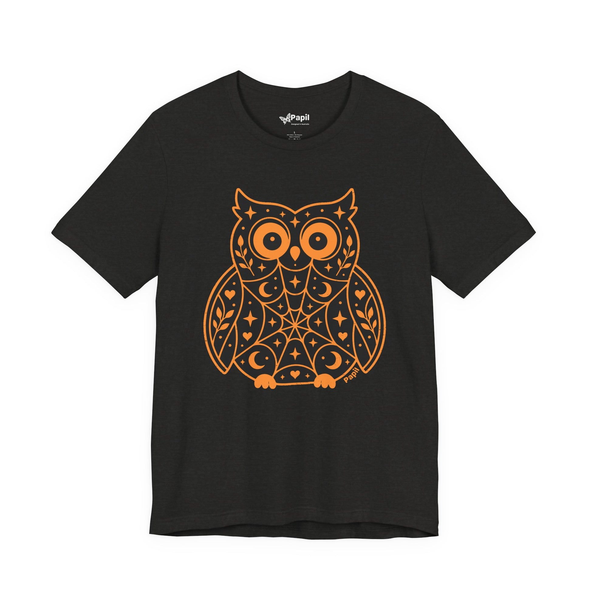 Enchanted Owl Halloween Graphic Tee | Vintage Woodland Owl T-Shirt - Black 2XL