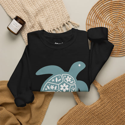 Turtle Graphic Sweatshirt — Floral Sea Turtle Crewneck