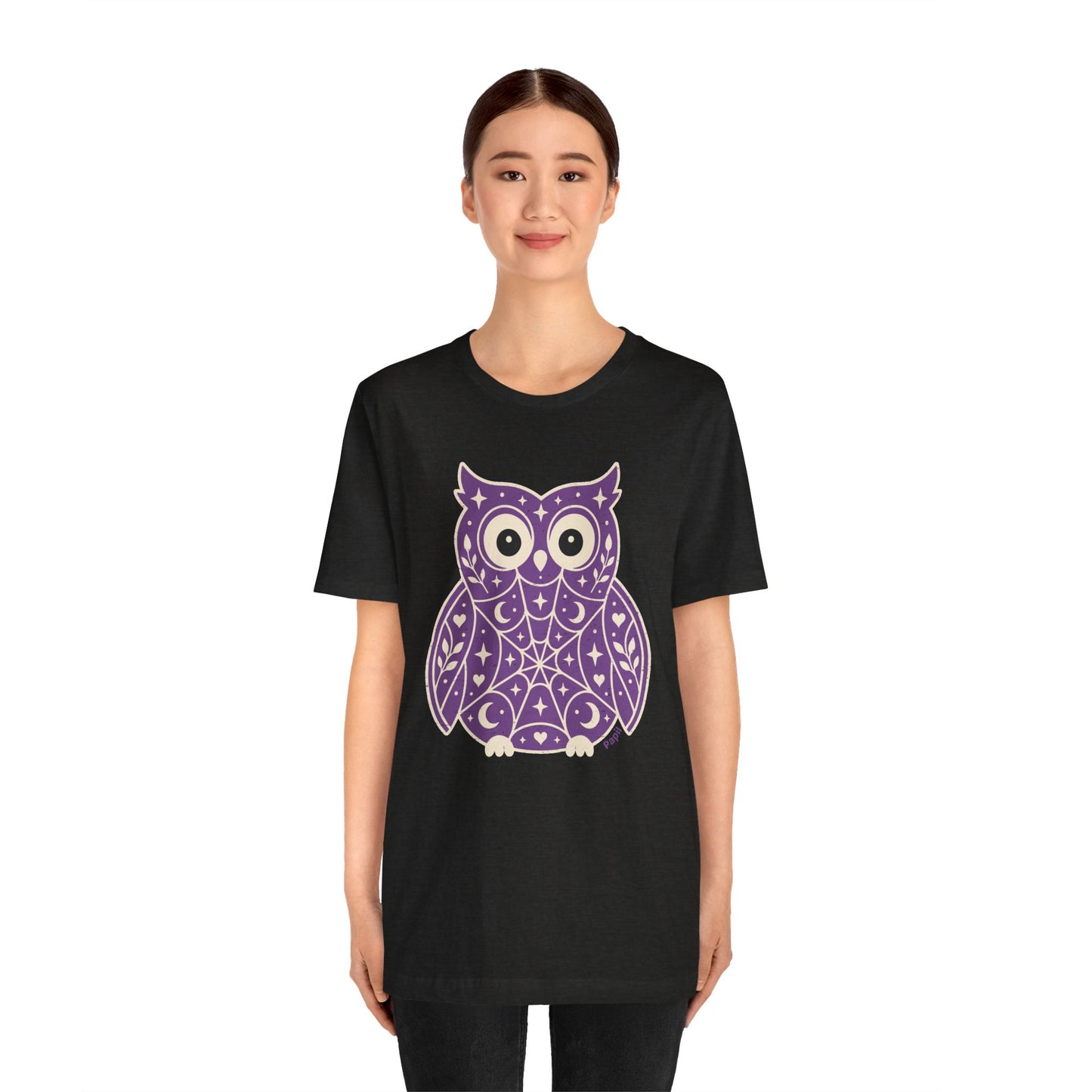 Enchanted Owl Halloween Graphic Tee | Vintage Woodland Owl T-Shirt - Purple