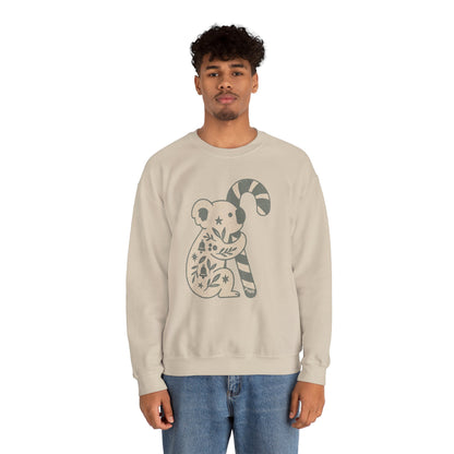 Koala Candy Cane Crewneck Christmas Sweatshirt — Whimsical Floral Australian Koala Holiday Sweatshirt