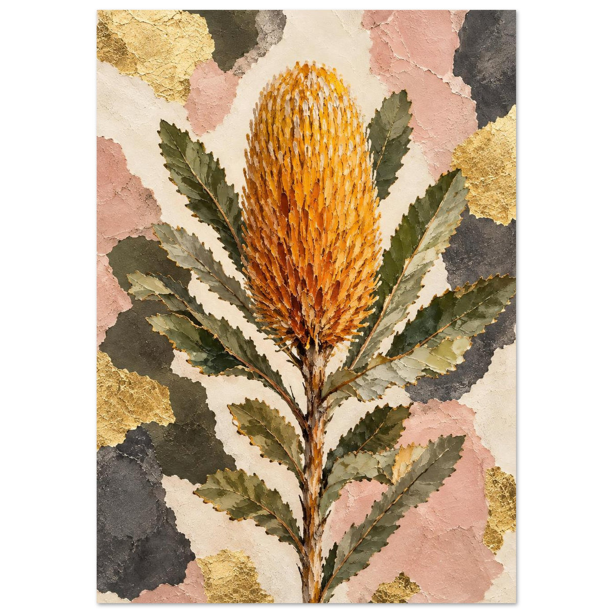 Banksia Australian Native Flower Fine Art Poster A2 (42 x 59.4 cm)