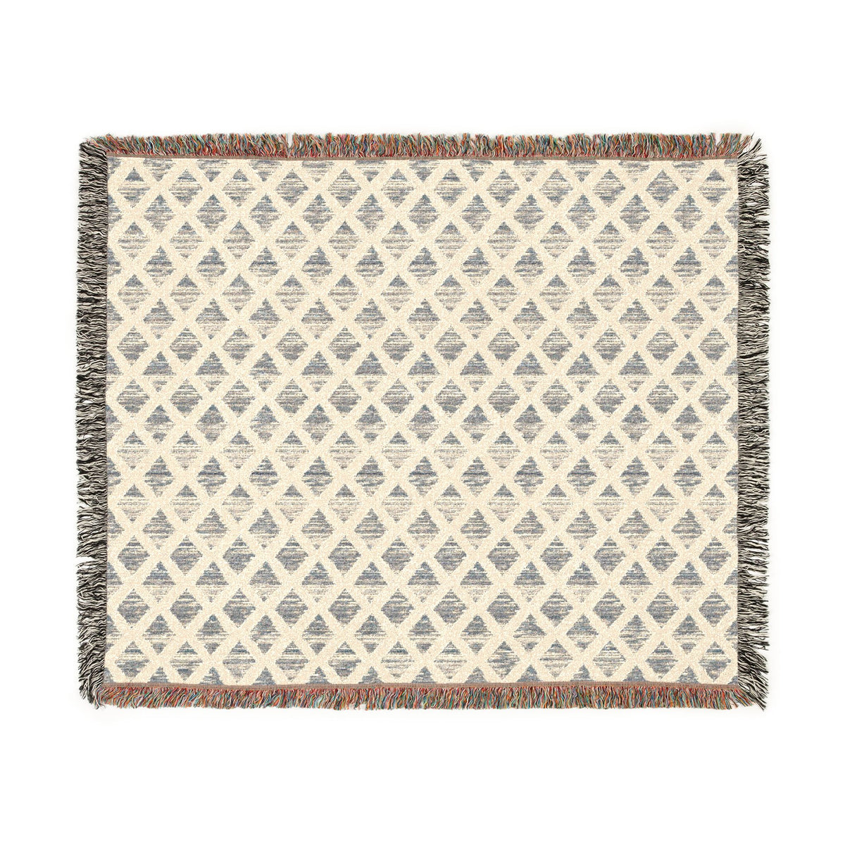 Navy & Ivory Diamond Pattern Woven Blanket