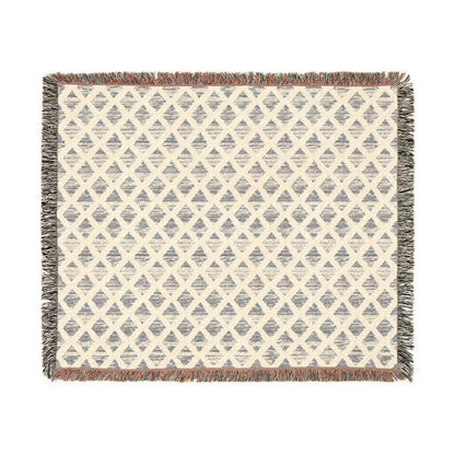 Navy & Ivory Diamond Pattern Woven Blanket