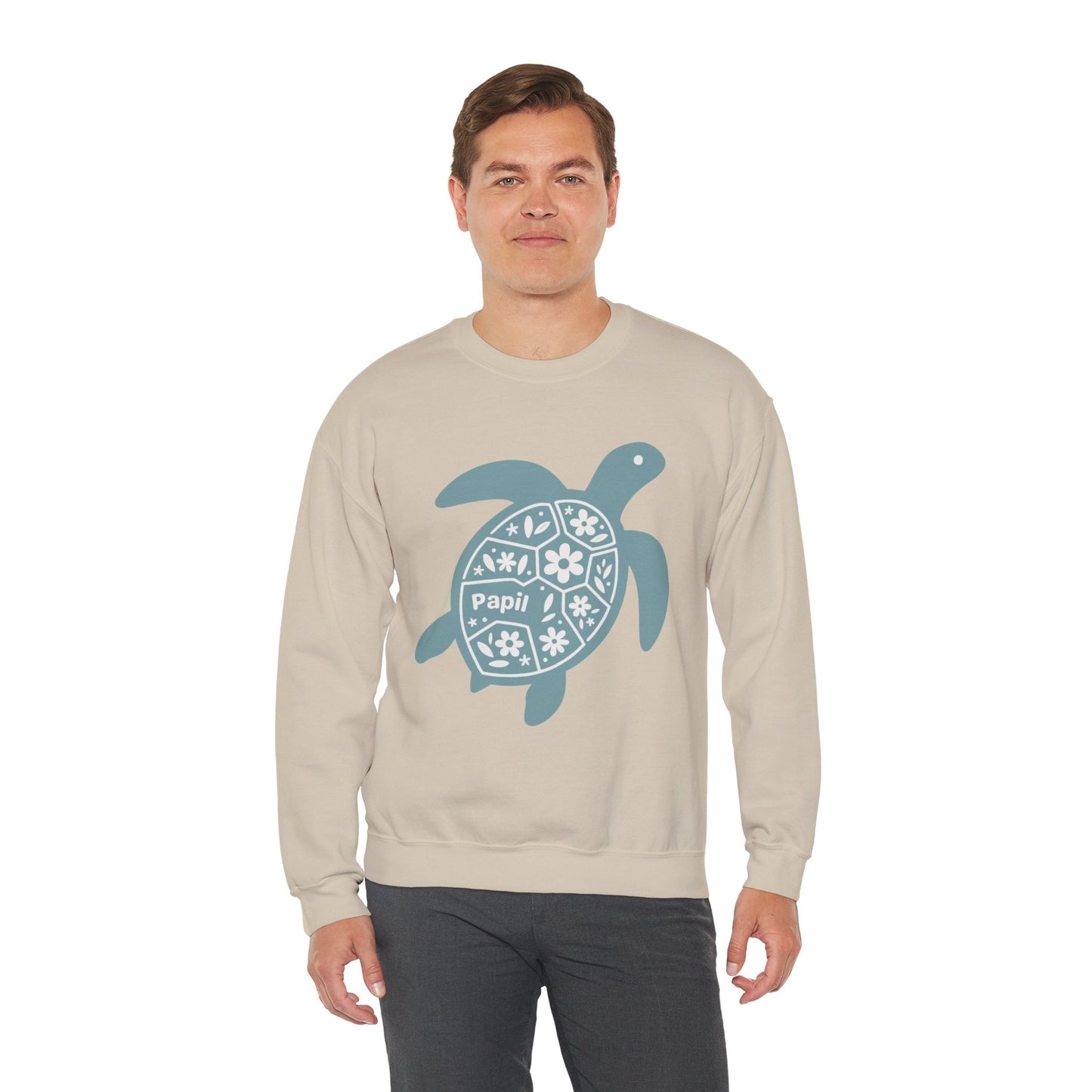 Turtle Graphic Sweatshirt — Floral Sea Turtle Crewneck