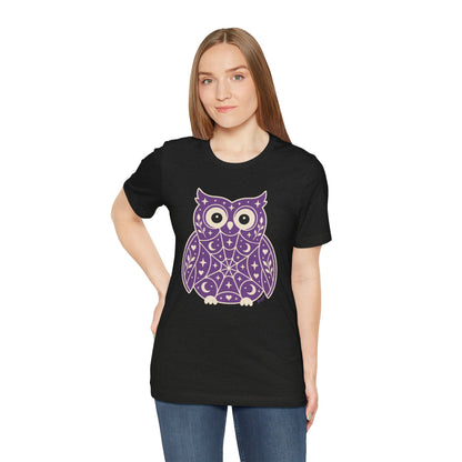 Enchanted Owl Halloween Graphic Tee | Vintage Woodland Owl T-Shirt - Purple