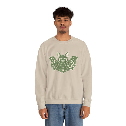 Cute Purple Bat Crewneck Sweatshirt | Kawaii Night Sky Halloween Pullover