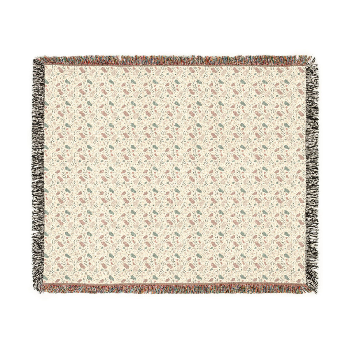 Blush Pink & Sage Green Abstract Woven Blanket