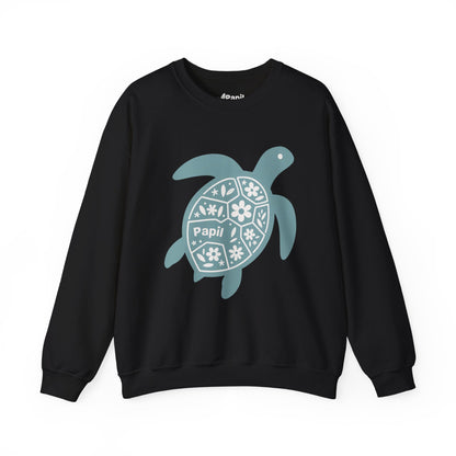 Turtle Graphic Sweatshirt — Floral Sea Turtle Crewneck Black