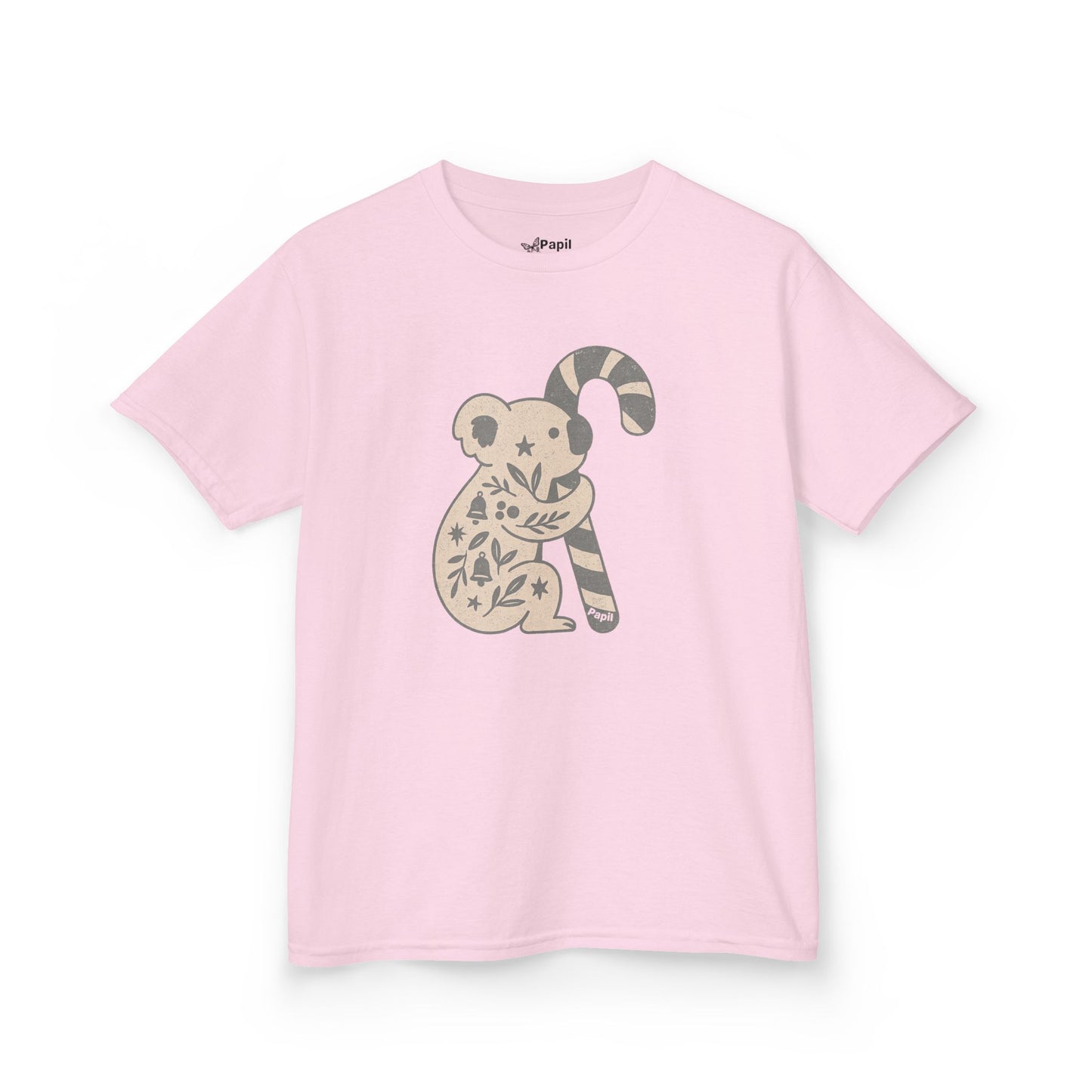 Floral Koala with Candy Cane Christmas Tee | Kids T-Shirt
