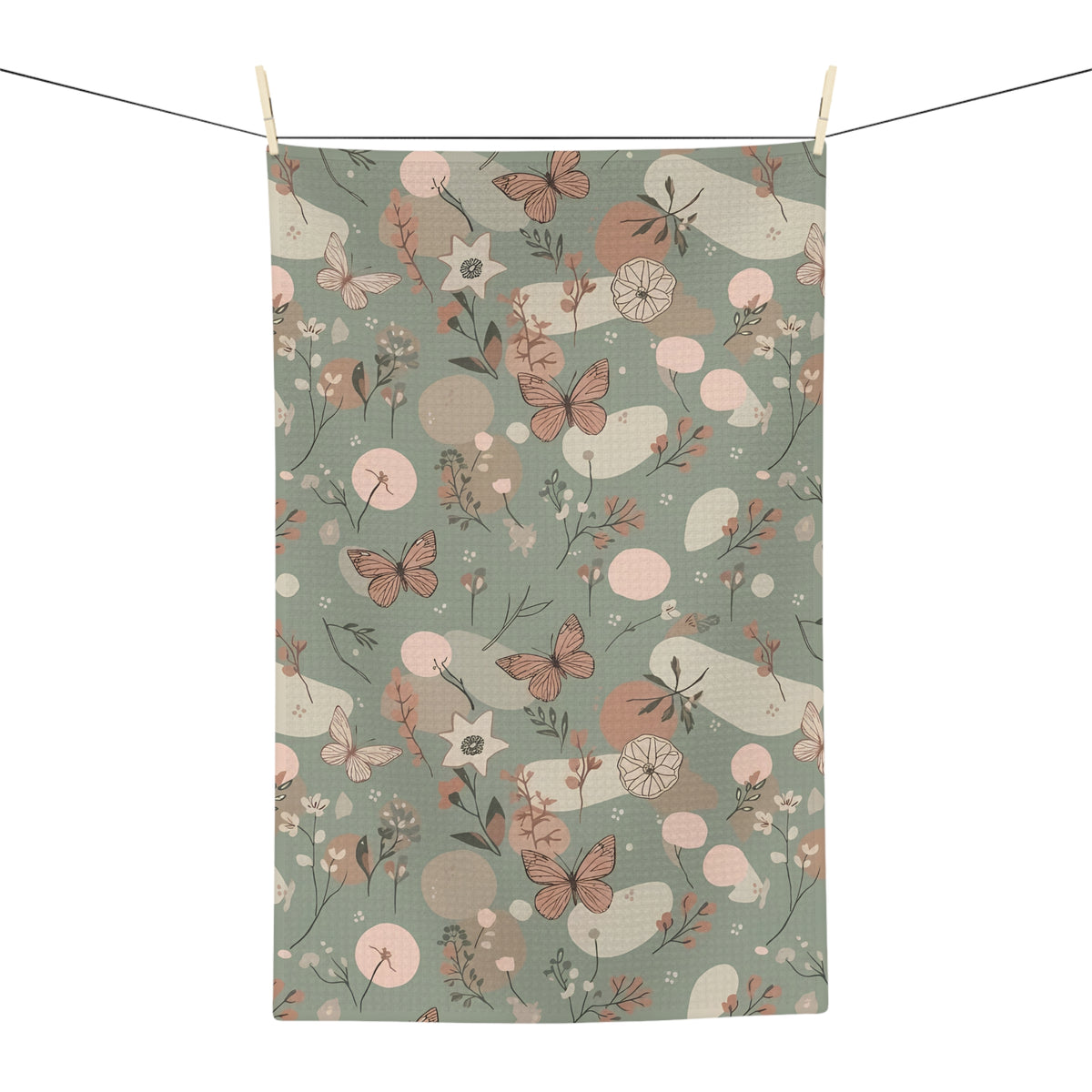 Sage Butterfly & Dandelion Tea Towel | Quick-Dry Microfibre Kitchen Towel