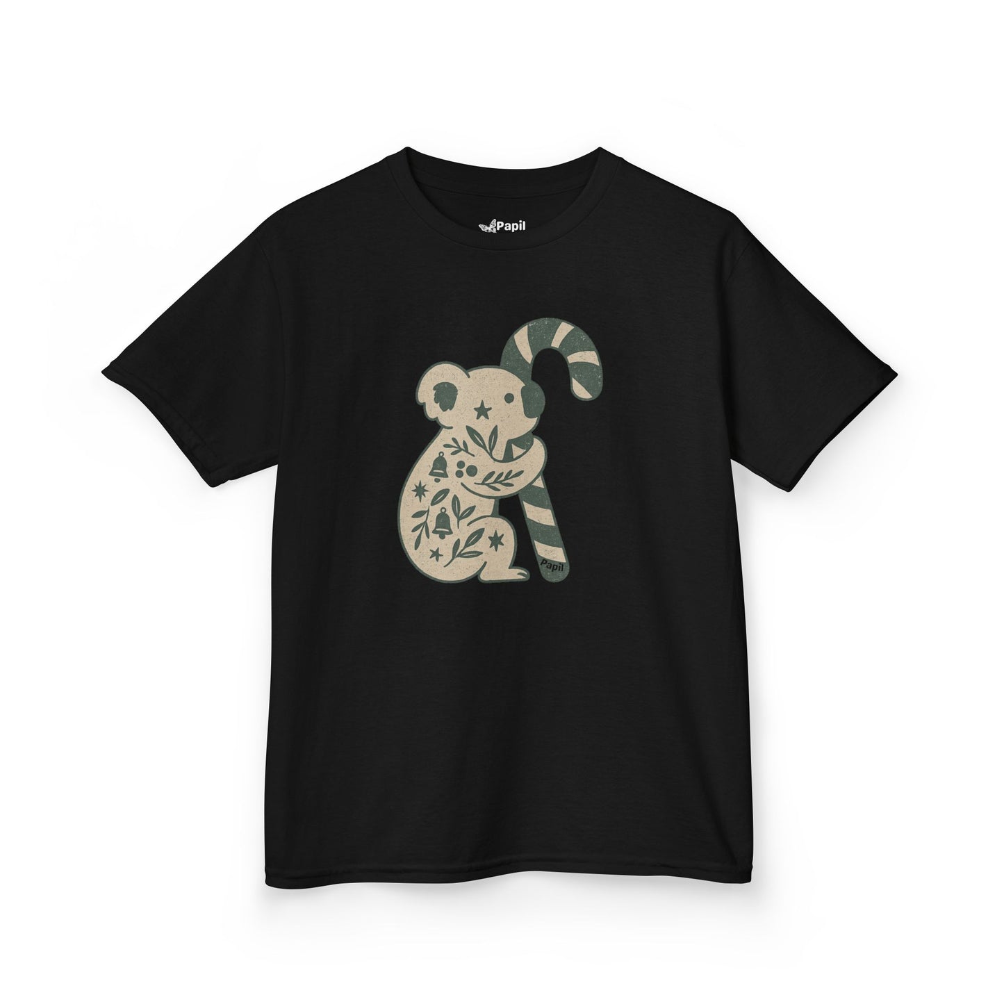 Floral Koala with Candy Cane Christmas Tee | Kids T-Shirt