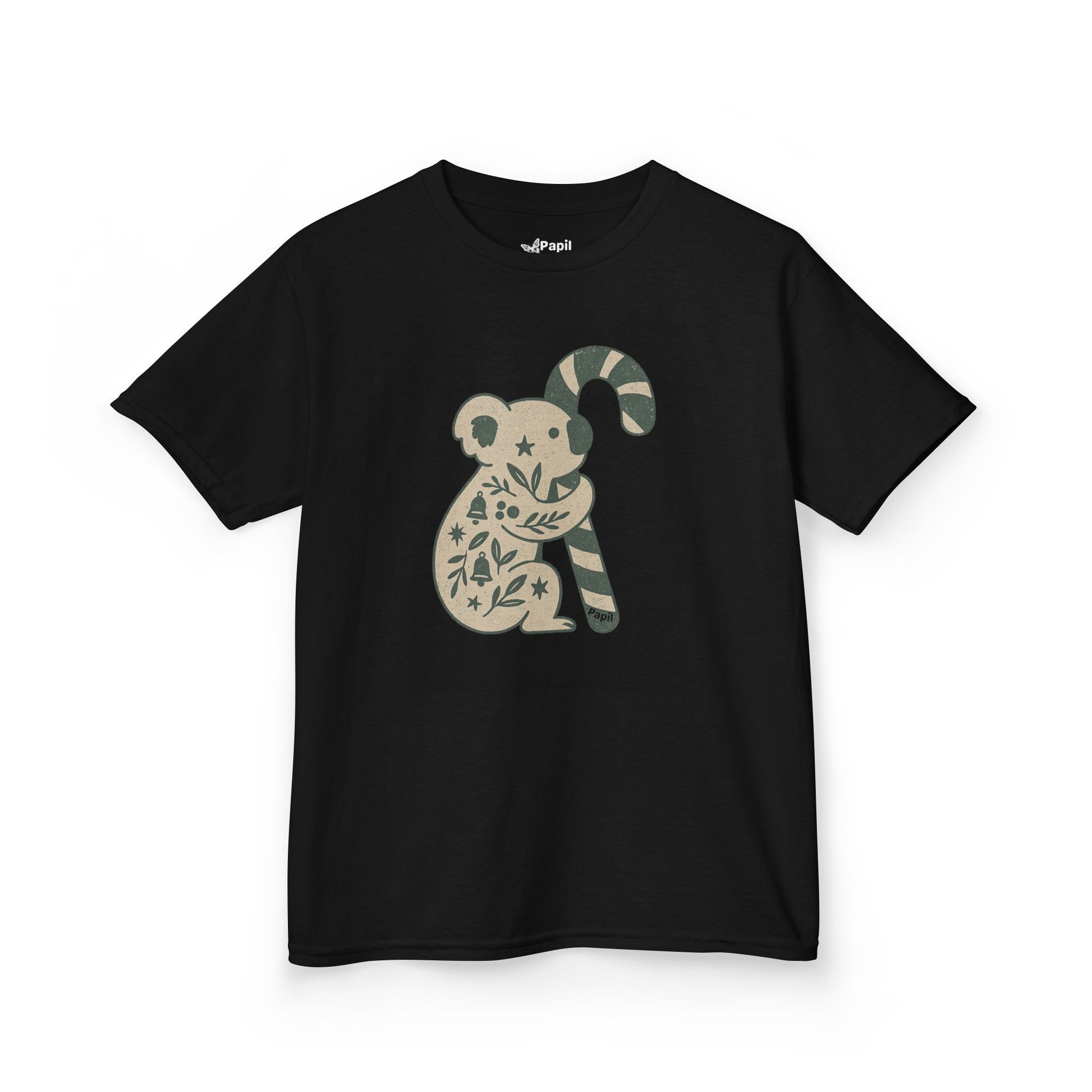 Floral Koala with Candy Cane Christmas Tee | Kids T-Shirt