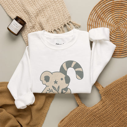 Koala Candy Cane Crewneck Christmas Sweatshirt — Whimsical Floral Australian Koala Holiday Sweatshirt