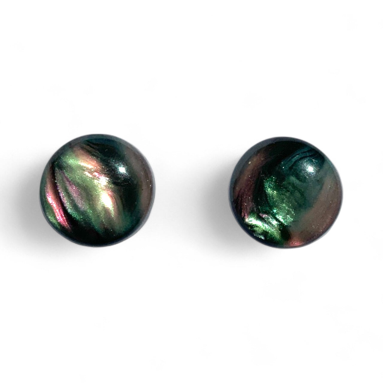 Iridescent Studs, Handmade Alloy Shimmer Earrings