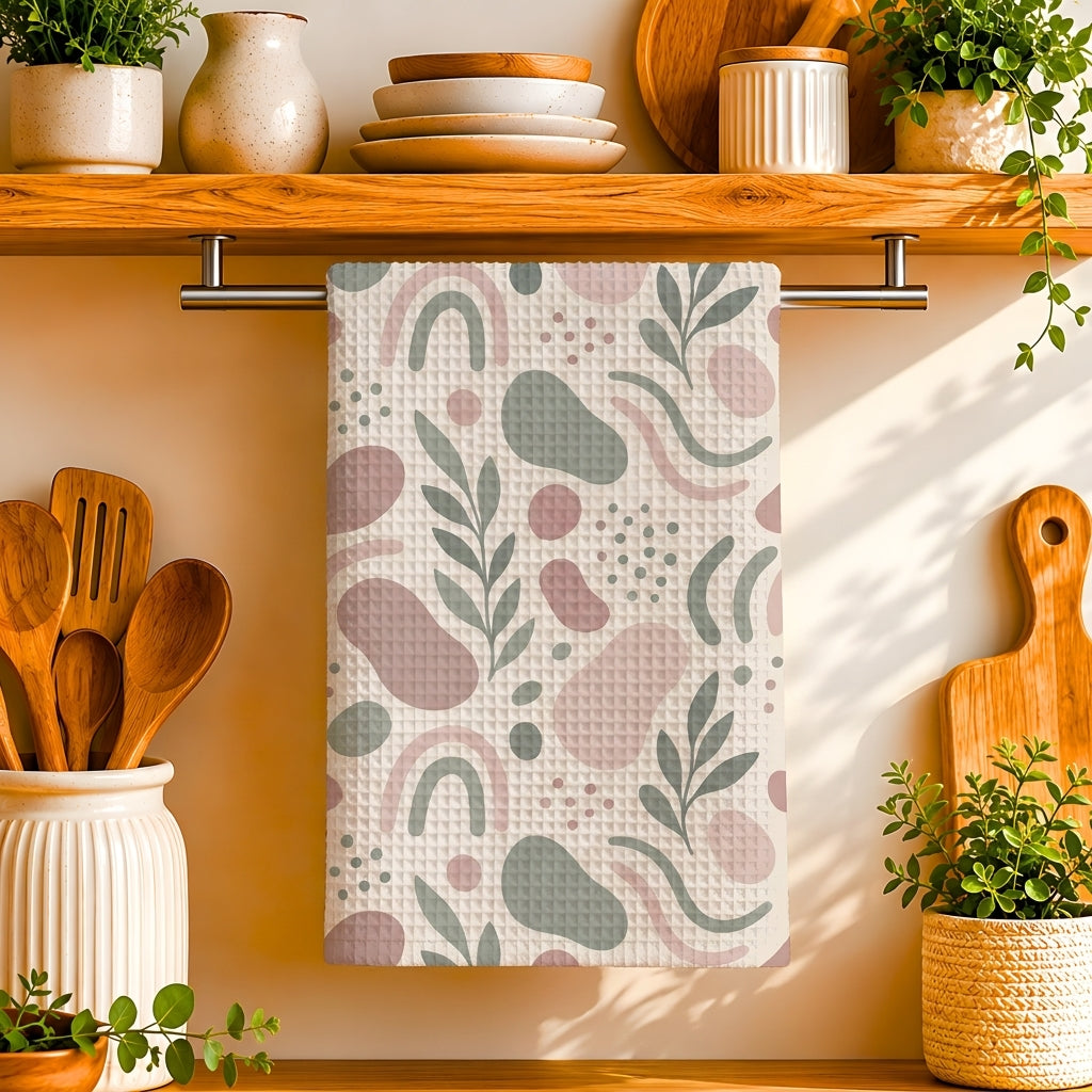 Boho Abstract Shapes Tea Towel | Quick-Dry Microfibre Kitchen Towel