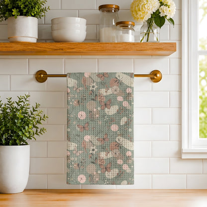 Sage Butterfly & Dandelion Tea Towel | Quick-Dry Microfibre Kitchen Towel