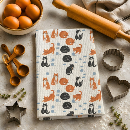 Cats & Yarn Tea Towel | Quick-Dry Microfibre Kitchen Towel