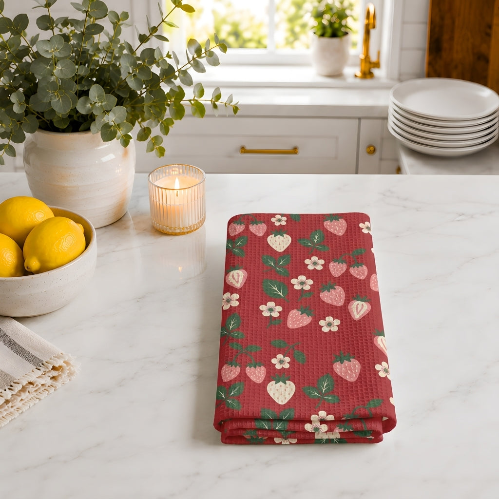 Strawberry Patch Tea Towel | Quick-Dry Microfibre Kitchen Towel